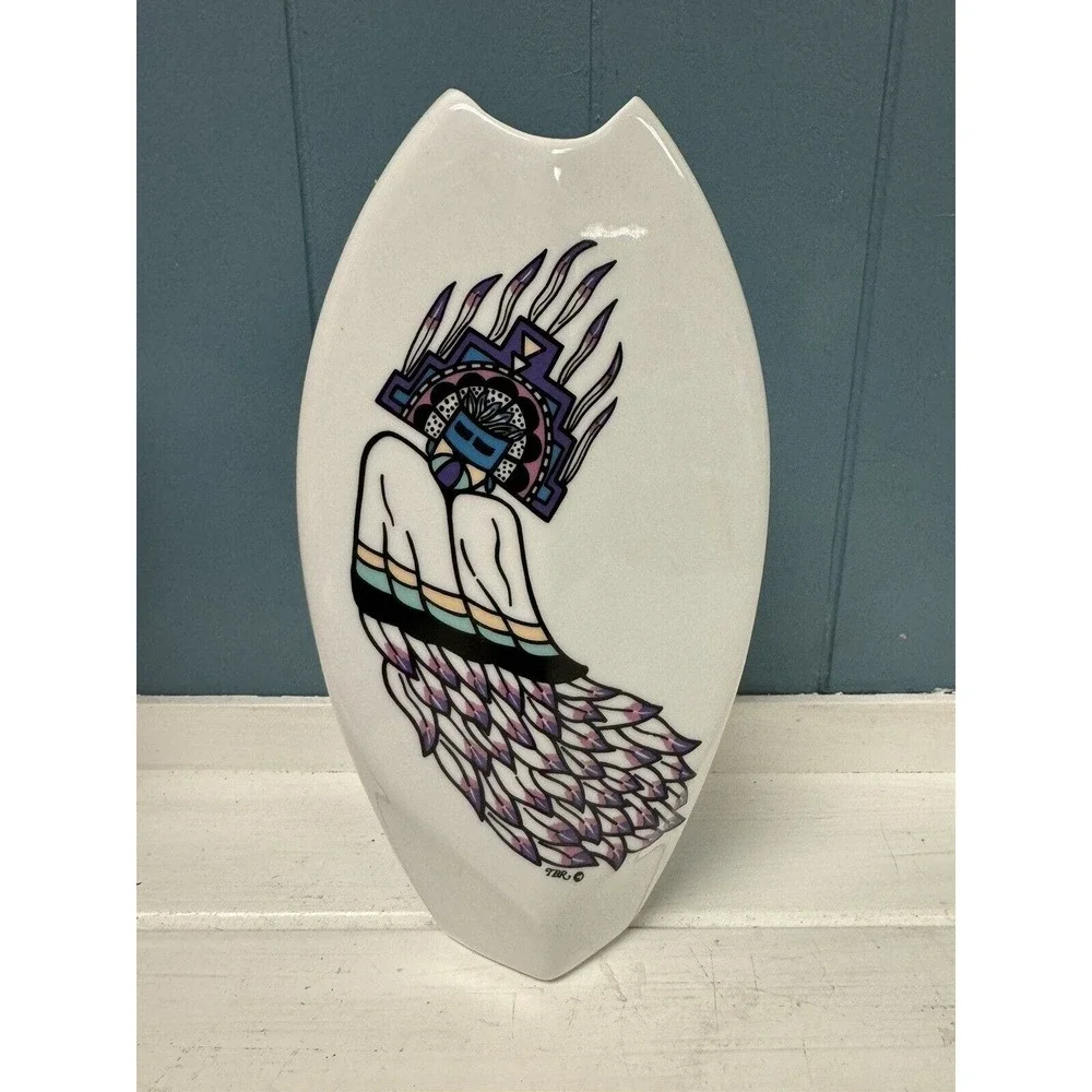 Vintage Native American Dancer White‎ Tulip Vase